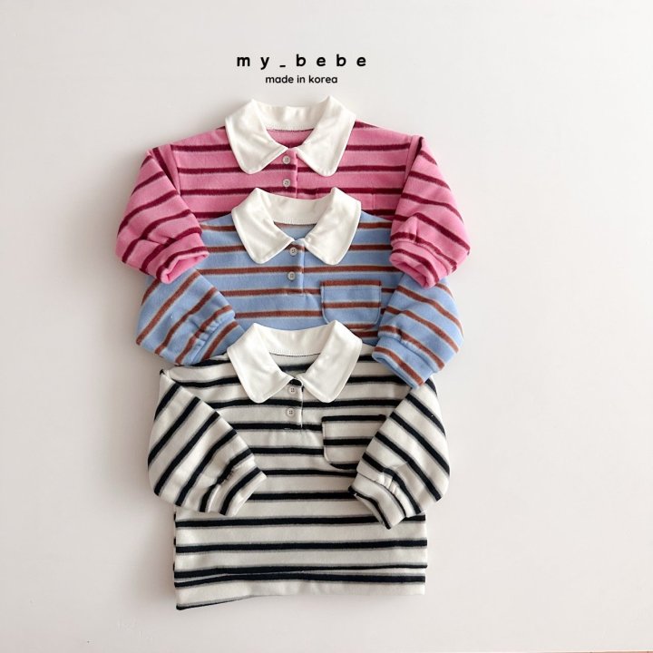 My Bebe - Korean Baby Fashion - #onlinebabyshop - Collar Fleece Tee - 2