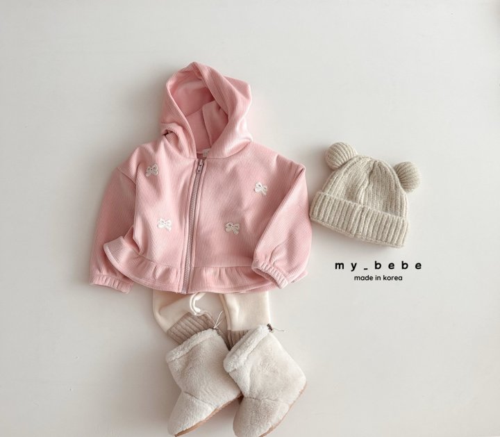 My Bebe - Korean Baby Fashion - #smilingbaby - Velour Frill Hoodie Zip-Up - 8
