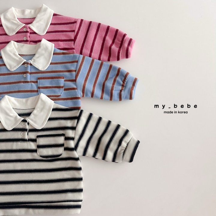 My Bebe - Korean Baby Fashion - #smilingbaby - Collar Fleece Tee - 3