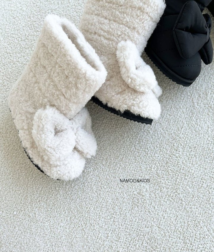 Namoo & Kids - Korean Children Fashion - #childofig - Romi Ribbon Fuzzy Boots - 2