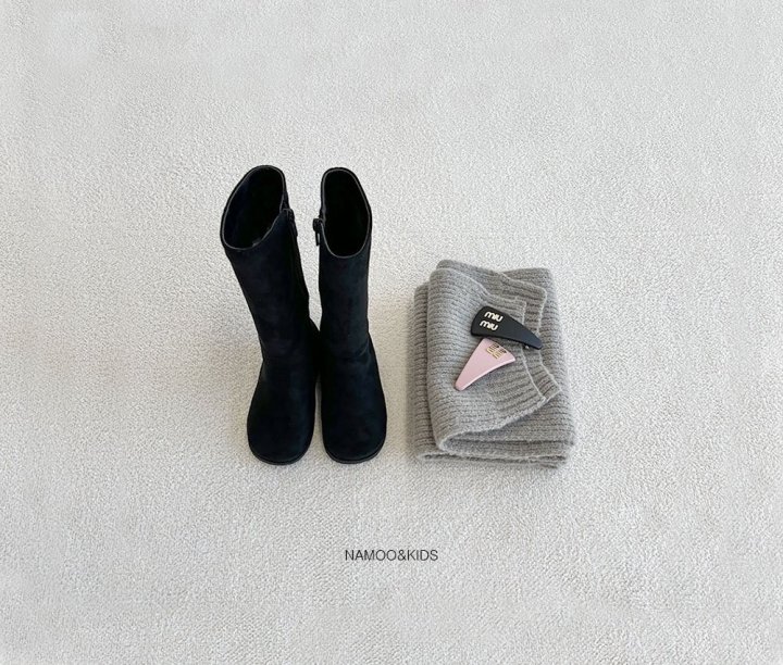 Namoo & Kids - Korean Children Fashion - #magicofchildhood - Wavy Suede Long Boots (Fleece Lining)