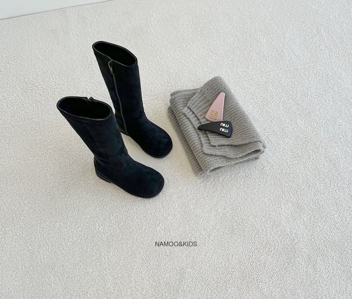 Namoo & Kids - Korean Children Fashion - #minifashionista - Wavy Suede Long Boots (Fleece Lining) - 2