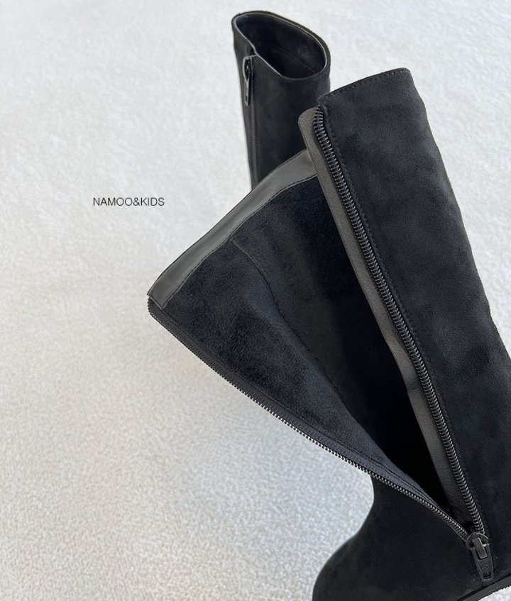 Namoo & Kids - Korean Children Fashion - #prettylittlegirls - Wavy Suede Long Boots (Fleece Lining) - 3