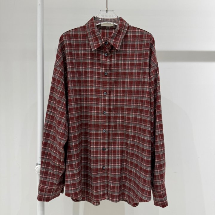 Neroli36 - Korean Women Fashion - #momslook - Mocha Check Boxy Shirt - 2