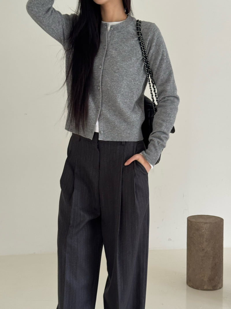 Neroli36 - Korean Women Fashion - #vintageinspired - Raw Edge Stripe Slacks - 9
