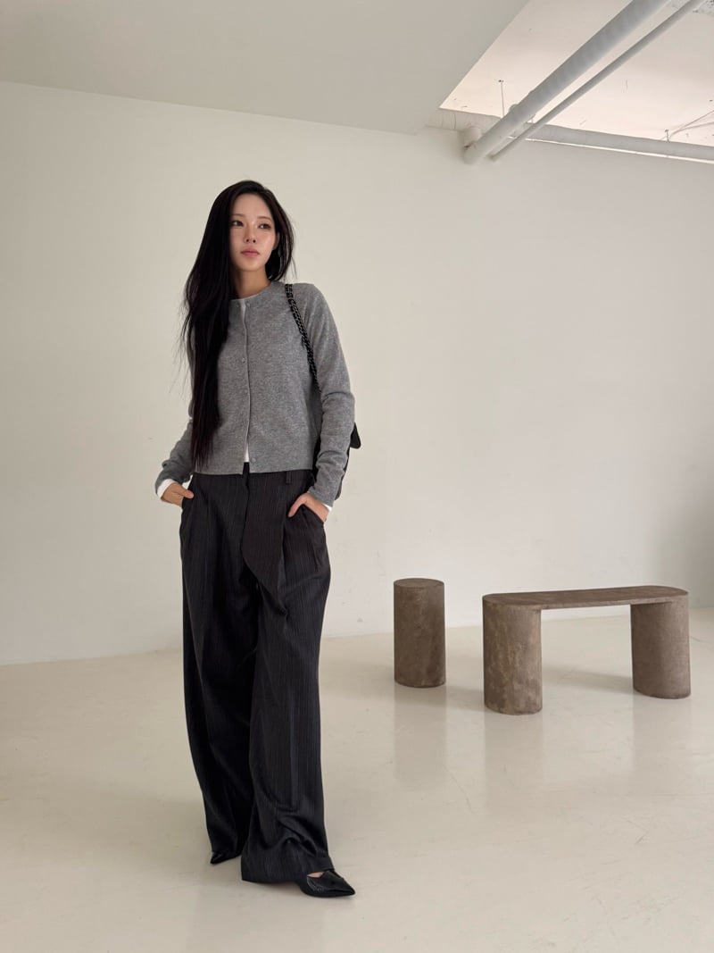 Neroli36 - Korean Women Fashion - #vintagekidsstyle - Raw Edge Stripe Slacks - 10