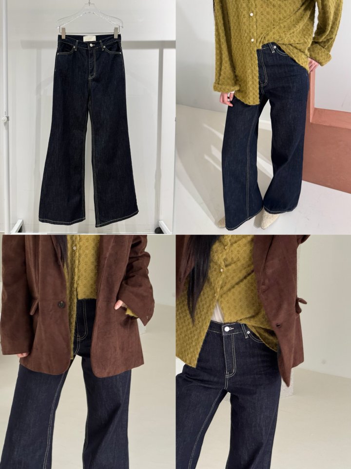 Neroli36 - Korean Women Fashion - #vintagekidsstyle - Indigo Bootcut Denim Pants - 3