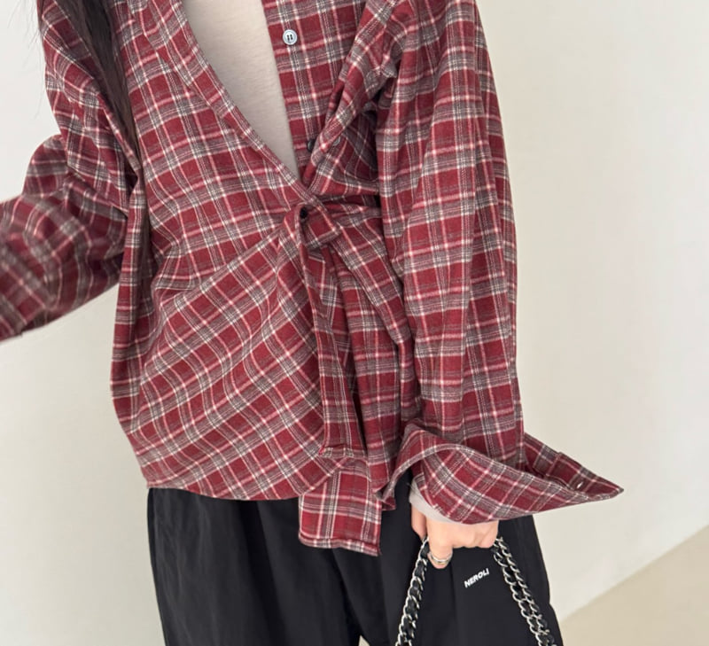 Neroli36 - Korean Women Fashion - #womensfashion - Mocha Check Boxy Shirt - 11