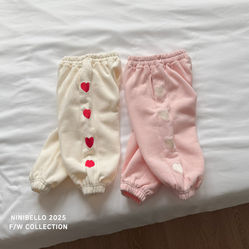 Ninibello - Korean Children Fashion - #childofig - Heart Embroidery Jogger Pants