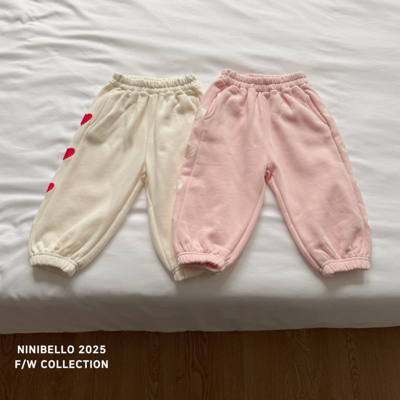 Ninibello - Korean Children Fashion - #childrensboutique - Heart Embroidery Jogger Pants - 4