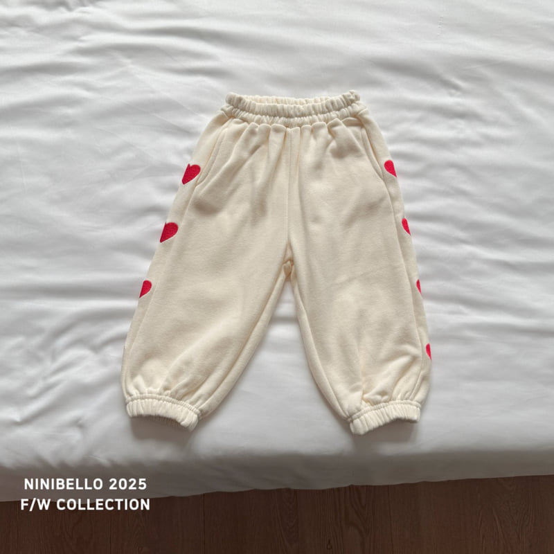 Ninibello - Korean Children Fashion - #discoveringself - Heart Embroidery Jogger Pants - 5