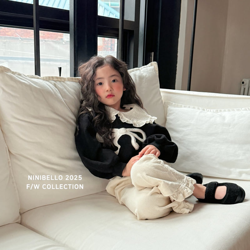 Ninibello - Korean Children Fashion - #fashionkids - Ribbon Collar Sweatshirt - 10