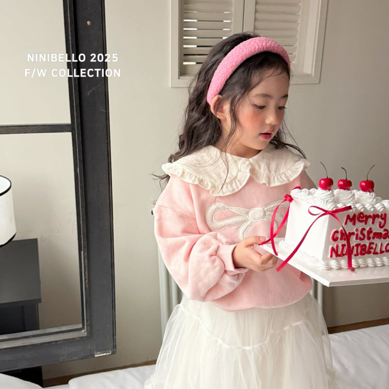 Ninibello - Korean Children Fashion - #kidsshorts - Ribbon Collar Sweatshirt - 11