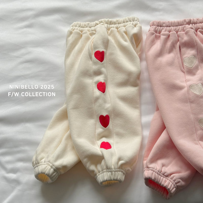 Ninibello - Korean Children Fashion - #kidsstore - Heart Embroidery Jogger Pants - 8