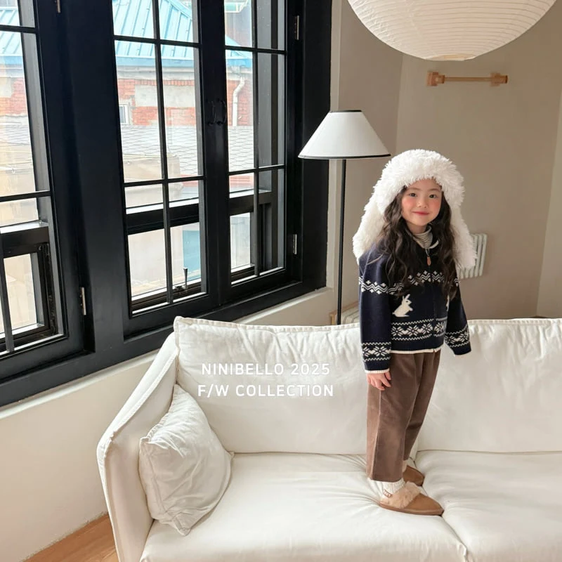 Ninibello - Korean Children Fashion - #prettylittlegirls - Bunny Nordic Knit Zip-up - 9