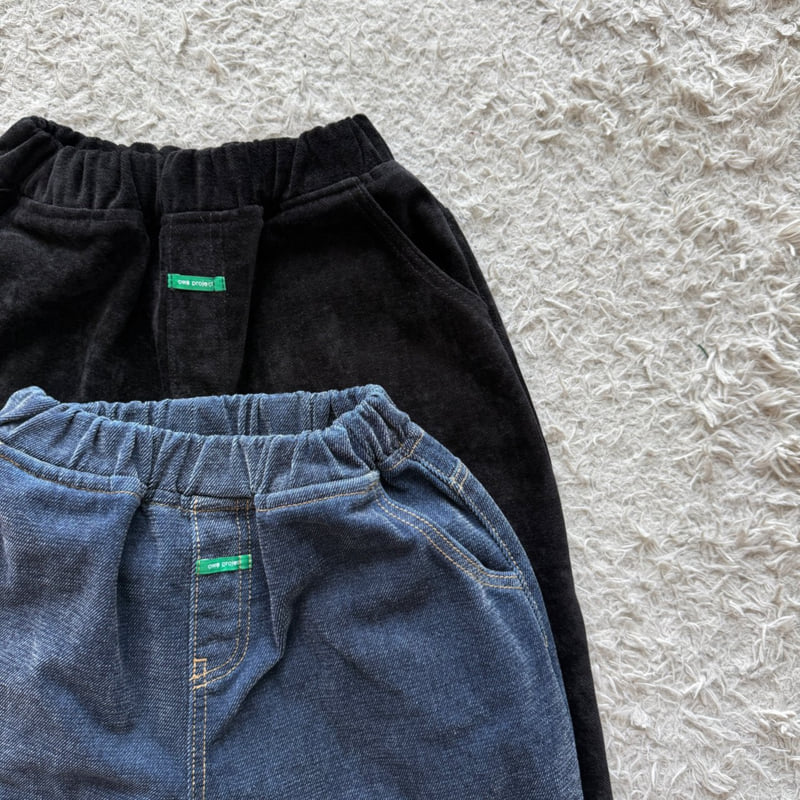 O Wa - Korean Children Fashion - #childofig - Velvet Denim Pants - 2