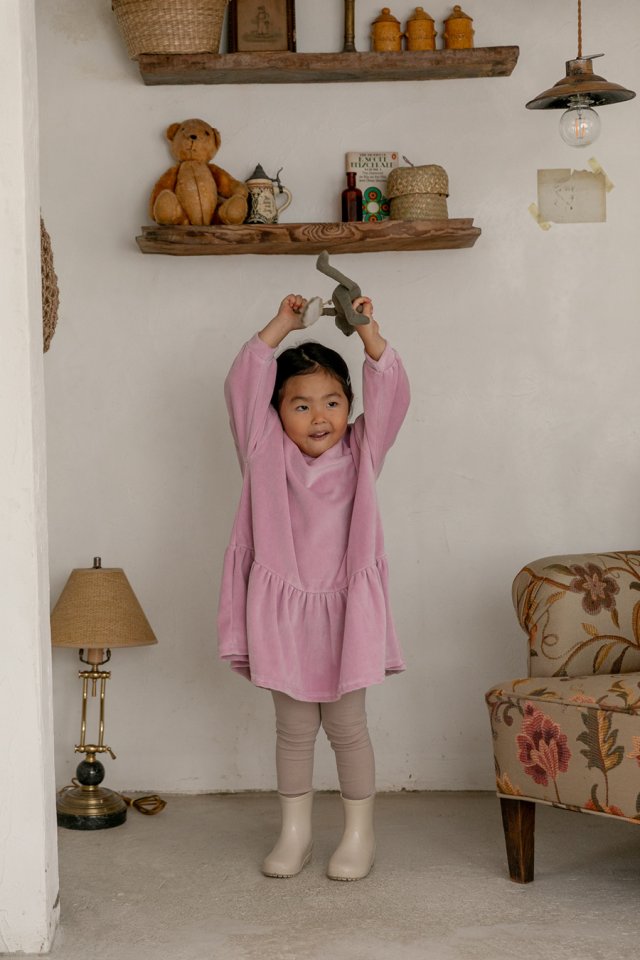 Oatmeal - Korean Children Fashion - #childofig - Basic Velour One-piece - 2