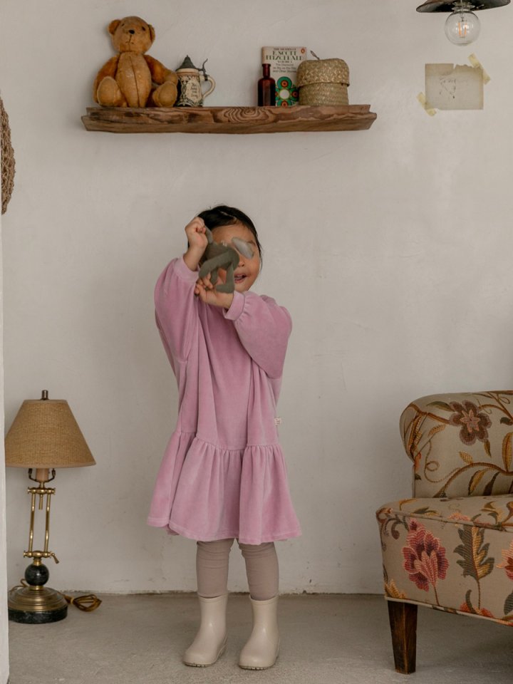 Oatmeal - Korean Children Fashion - #childofig - Basic Velour One-piece - 3