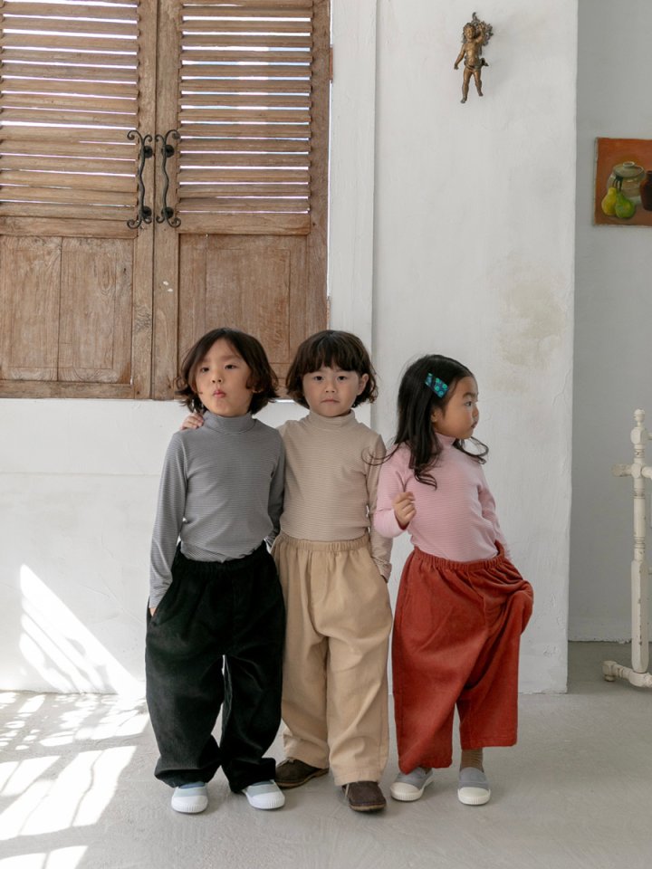 Oatmeal - Korean Children Fashion - #littlefashionista - Basic Striped Turtleneck - 10