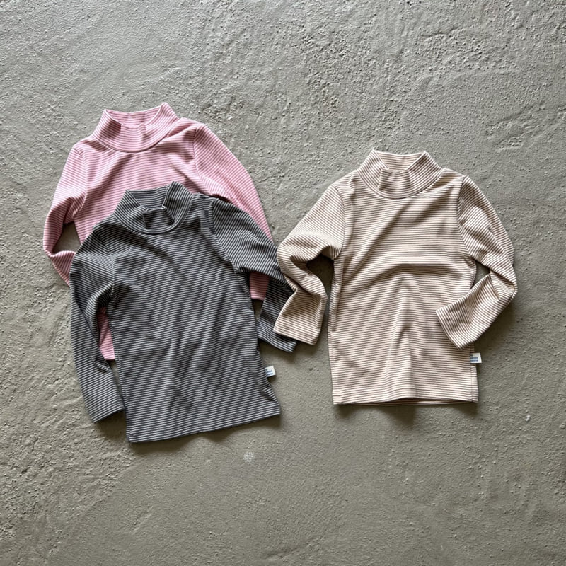 Oatmeal - Korean Children Fashion - #minifashionista - Basic Striped Turtleneck - 12