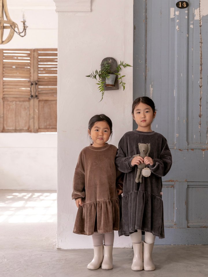 Oatmeal - Korean Children Fashion - #prettylittlegirls - Basic Velour One-piece