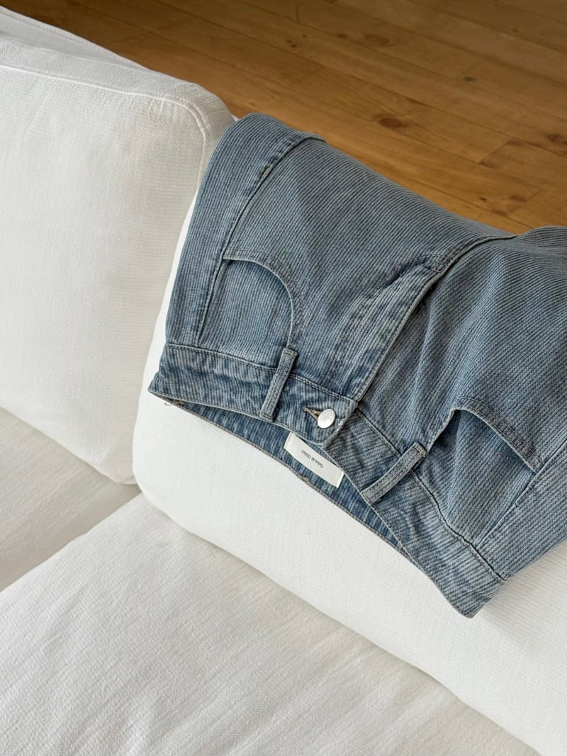 Ohao - Korean Women Fashion - #momslook - Striped Denim Pants - 9