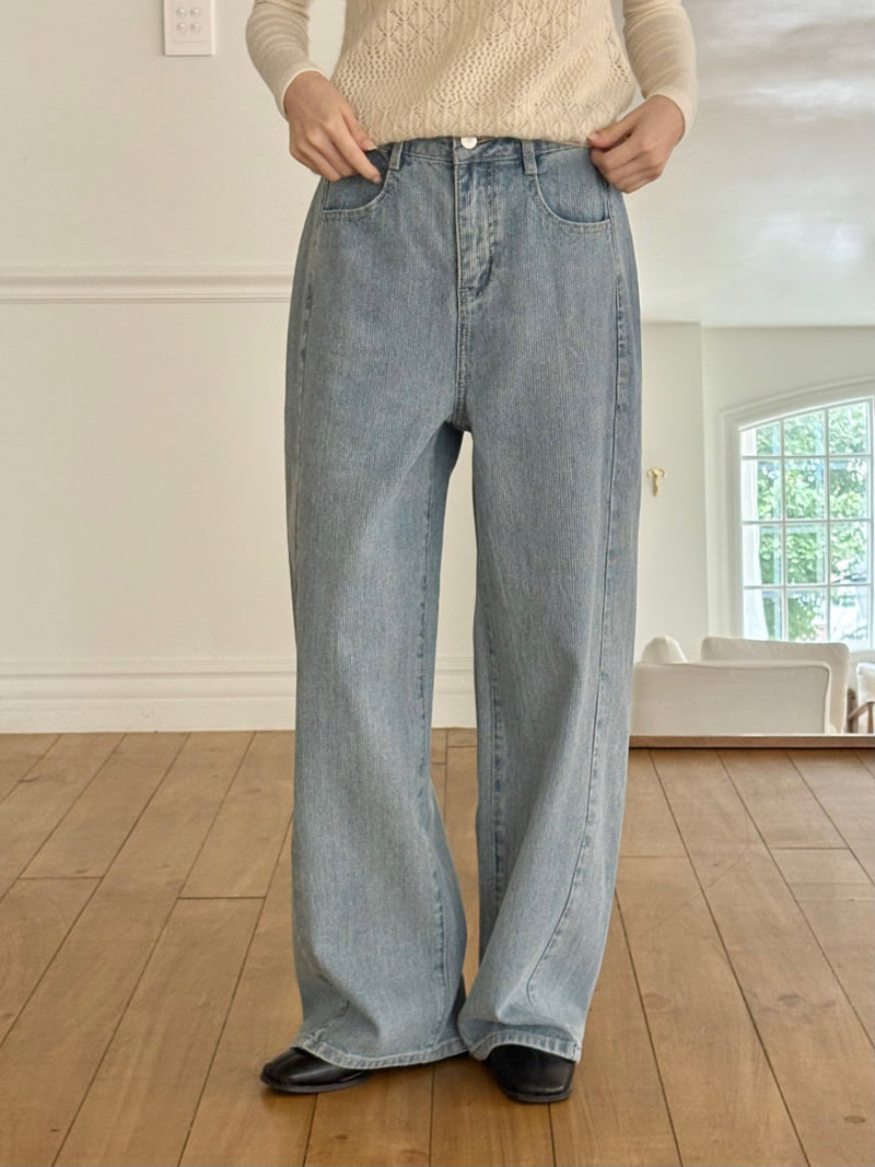 Ohao - Korean Women Fashion - #womensfashion - Striped Denim Pants