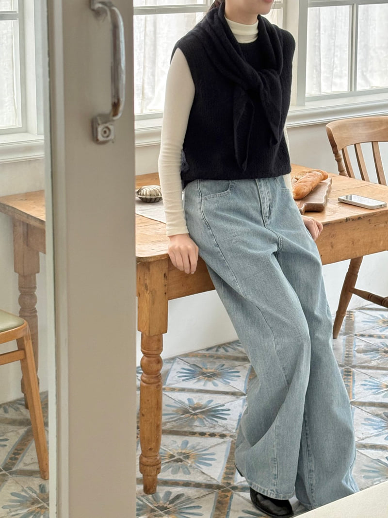 Ohao - Korean Women Fashion - #womensfashion - Striped Denim Pants - 5