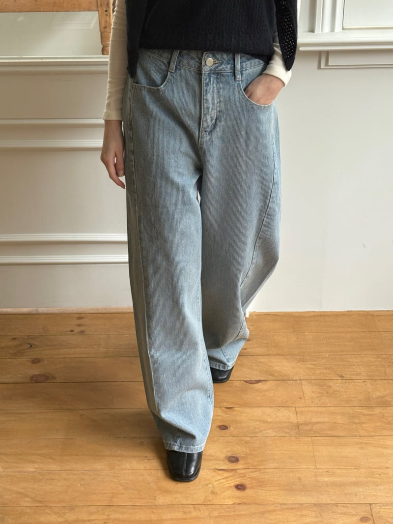 Ohao - Korean Women Fashion - #womensfashion - Striped Denim Pants - 7