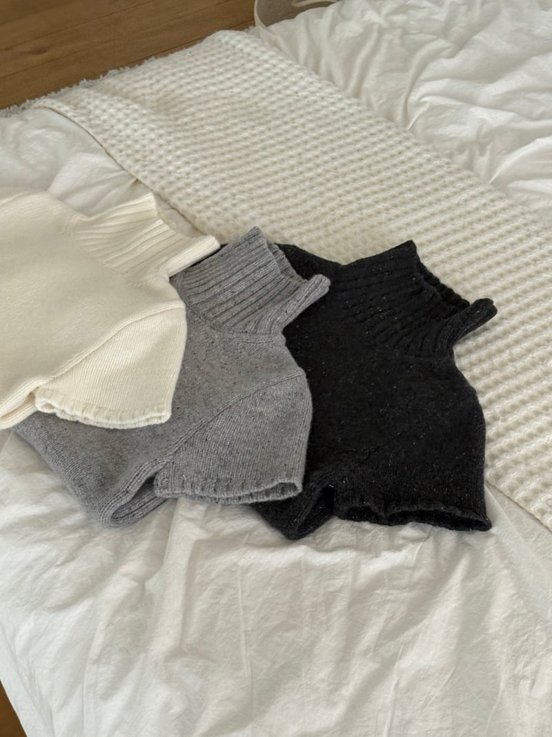 Ohao - Korean Women Fashion - #womensfashion - Turtle Neck Short Sleeve Knit - 3