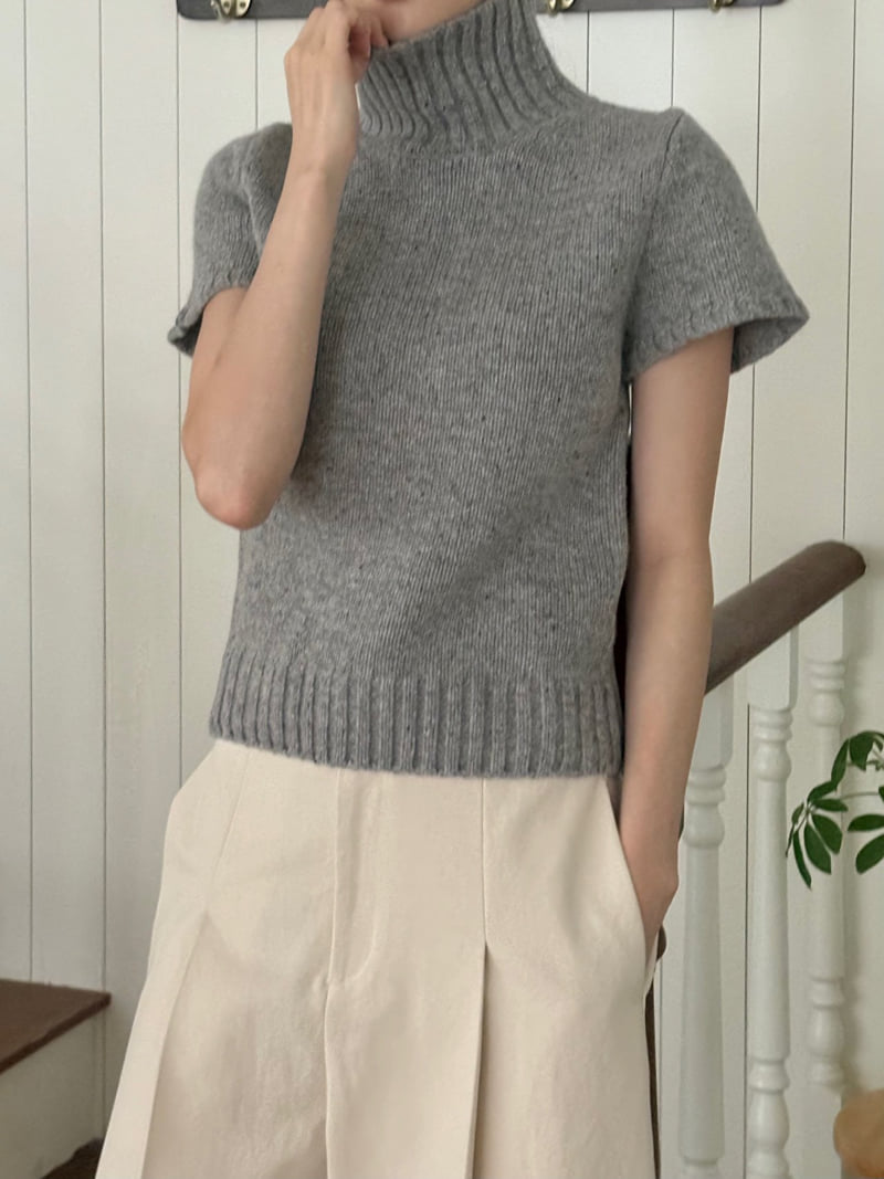 Ohao - Korean Women Fashion - #womensfashion - Turtle Neck Short Sleeve Knit - 5