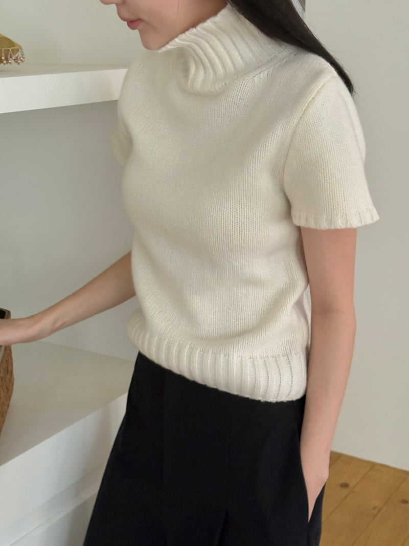 Ohao - Korean Women Fashion - #womensfashion - Turtle Neck Short Sleeve Knit - 9