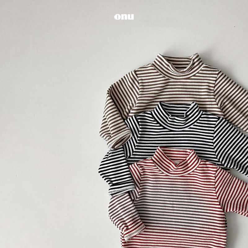 Onu - Korean Children Fashion - #childofig - Striped Half Turtleneck Tee - 6