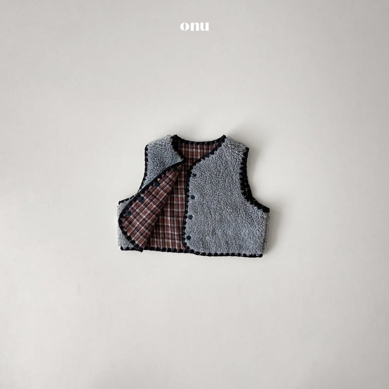 Onu - Korean Children Fashion - #childrensboutique - Check Fleece Vest - 6