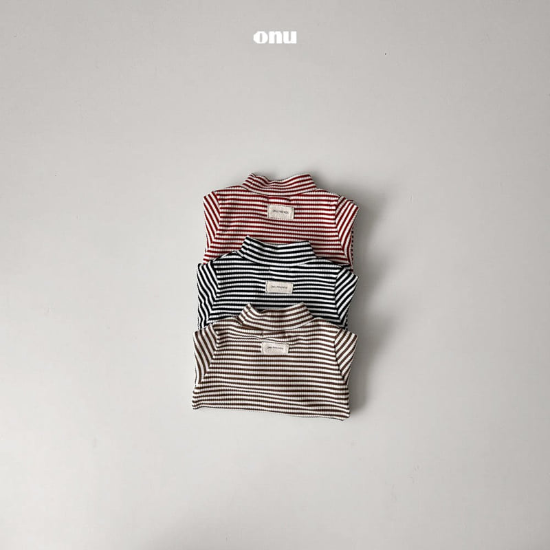 Onu - Korean Children Fashion - #designkidswear - Striped Half Turtleneck Tee - 8