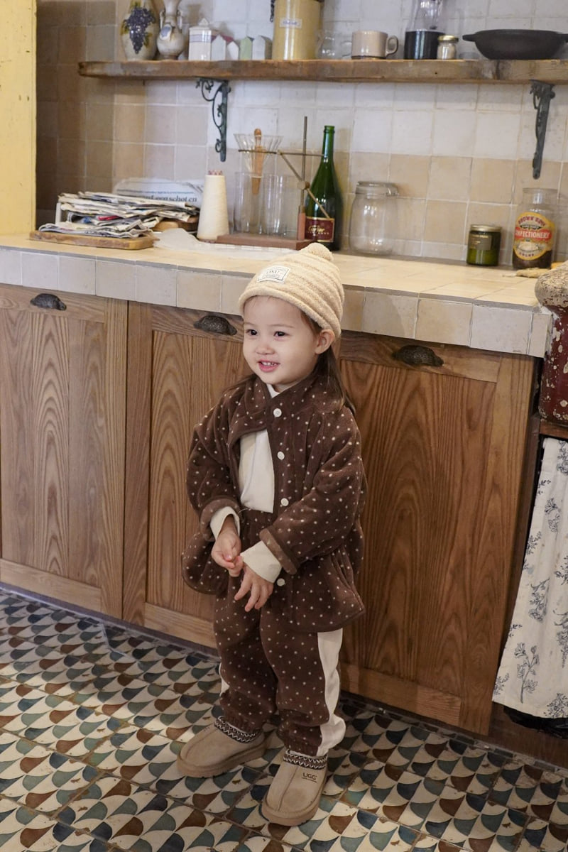Onu - Korean Children Fashion - #kidsshorts - Dot Fleece Jacket - 10
