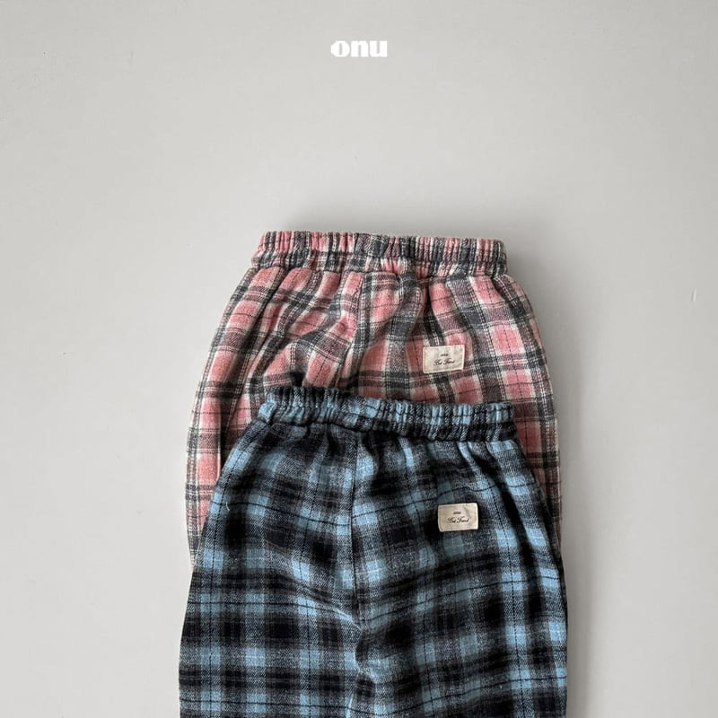 Onu - Korean Children Fashion - #kidsstore - Check Fleece Pants - 6