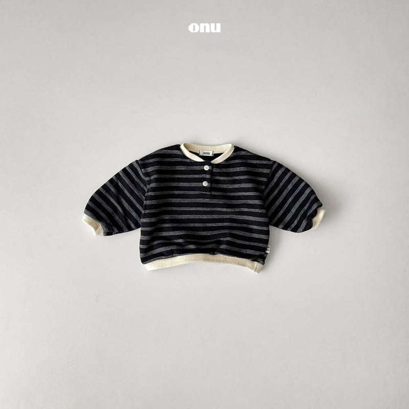 Onu - Korean Children Fashion - #littlefashionista - Striped Button Sweatshirt - 3