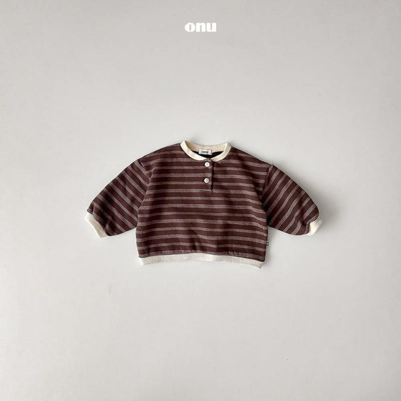Onu - Korean Children Fashion - #littlefashionista - Striped Button Sweatshirt - 4
