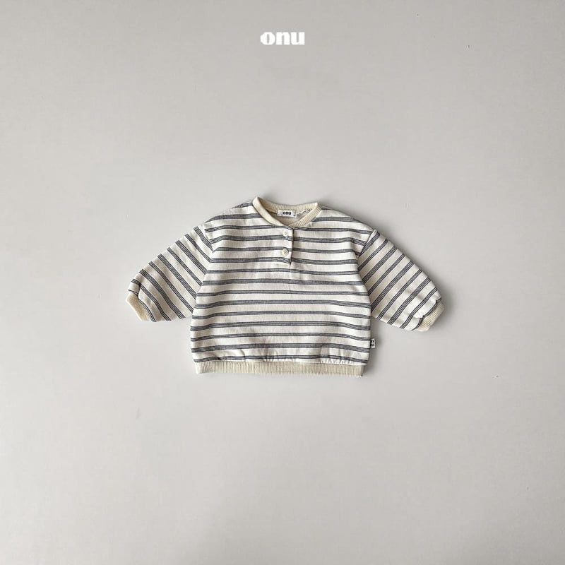Onu - Korean Children Fashion - #minifashionista - Striped Button Sweatshirt - 5