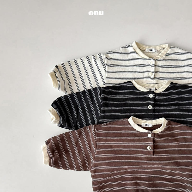 Onu - Korean Children Fashion - #prettylittlegirls - Striped Button Sweatshirt - 6