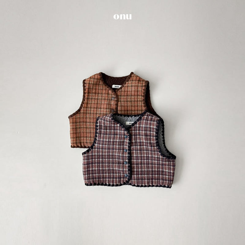 Onu - Korean Children Fashion - #prettylittlegirls - Check Fleece Vest