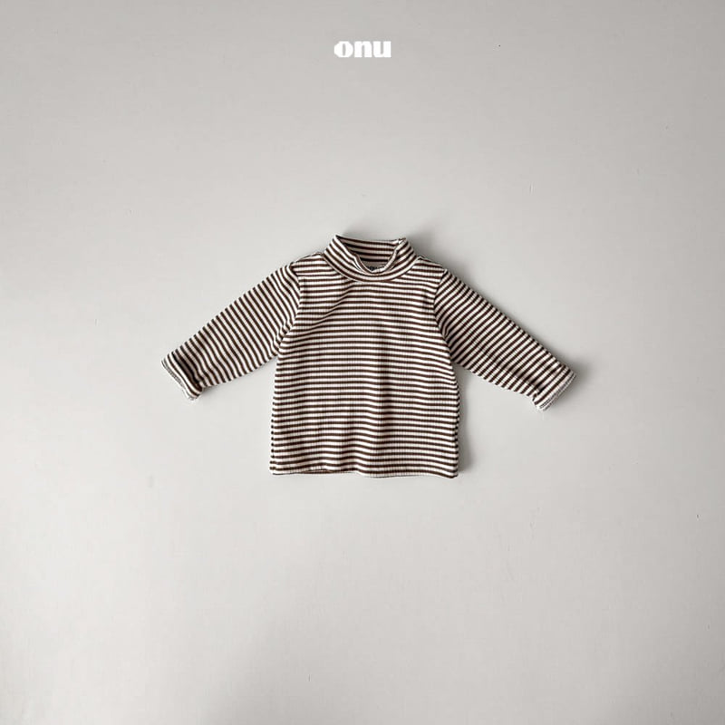 Onu - Korean Children Fashion - #stylishchildhood - Striped Half Turtleneck Tee - 5