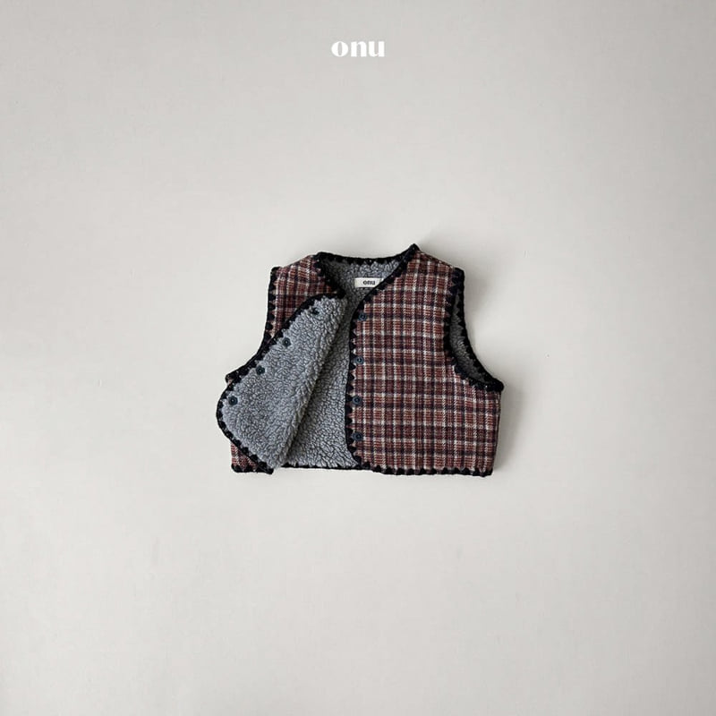 Onu - Korean Children Fashion - #toddlerclothing - Check Fleece Vest - 4