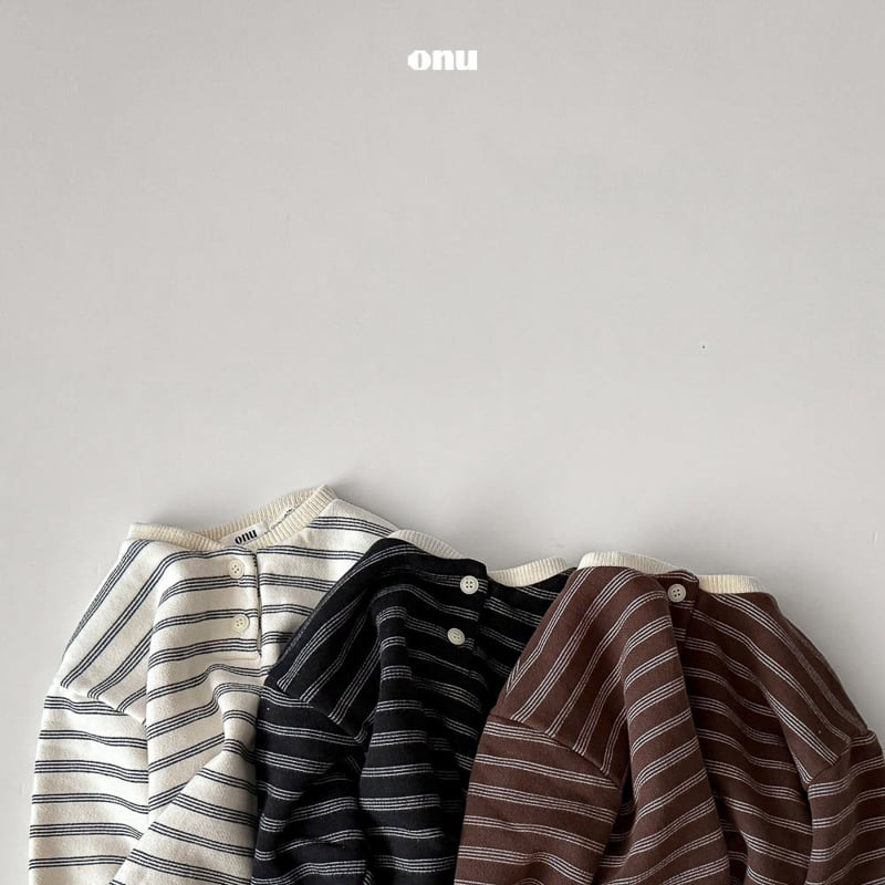 Onu - Korean Children Fashion - #todddlerfashion - Striped Button Sweatshirt - 7