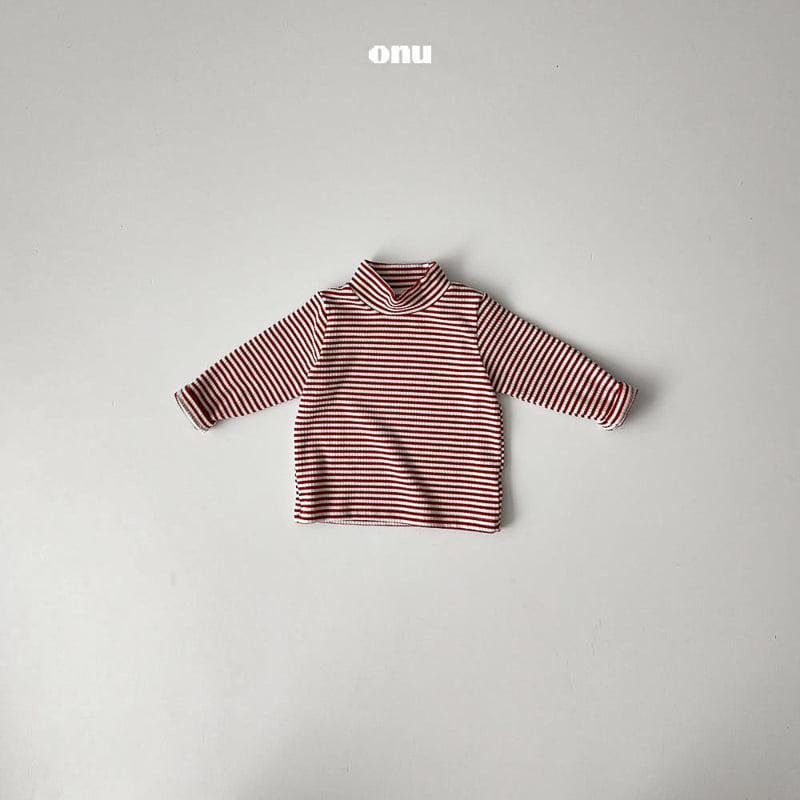 Onu - Korean Children Fashion - #todddlerfashion - Striped Half Turtleneck Tee - 3