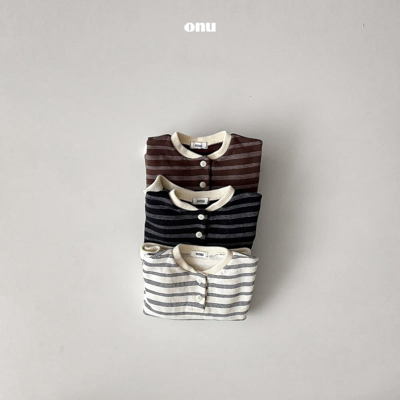 Onu - Korean Children Fashion - #toddlerclothing - Striped Button Sweatshirt - 8