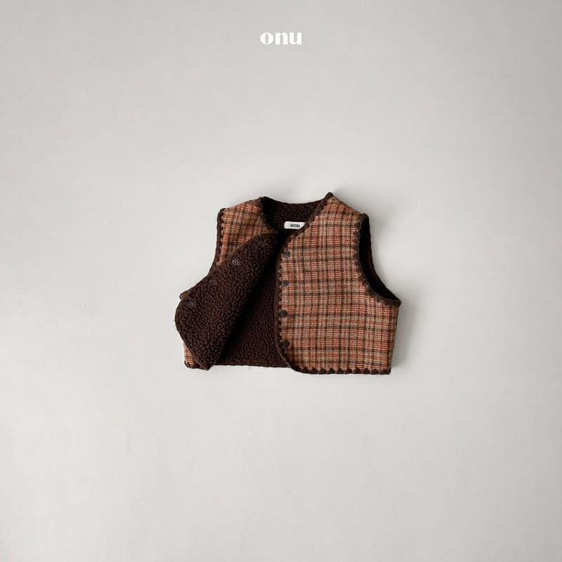 Onu - Korean Children Fashion - #toddlerclothing - Check Fleece Vest - 3