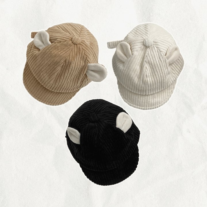 Oott Bebe - Korean Baby Fashion - #babyfever - Corduroy Bear Cap