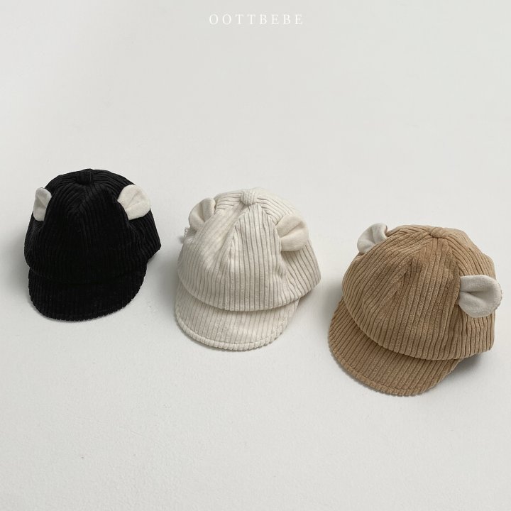 Oott Bebe - Korean Baby Fashion - #babygirlfashion - Corduroy Bear Cap - 2